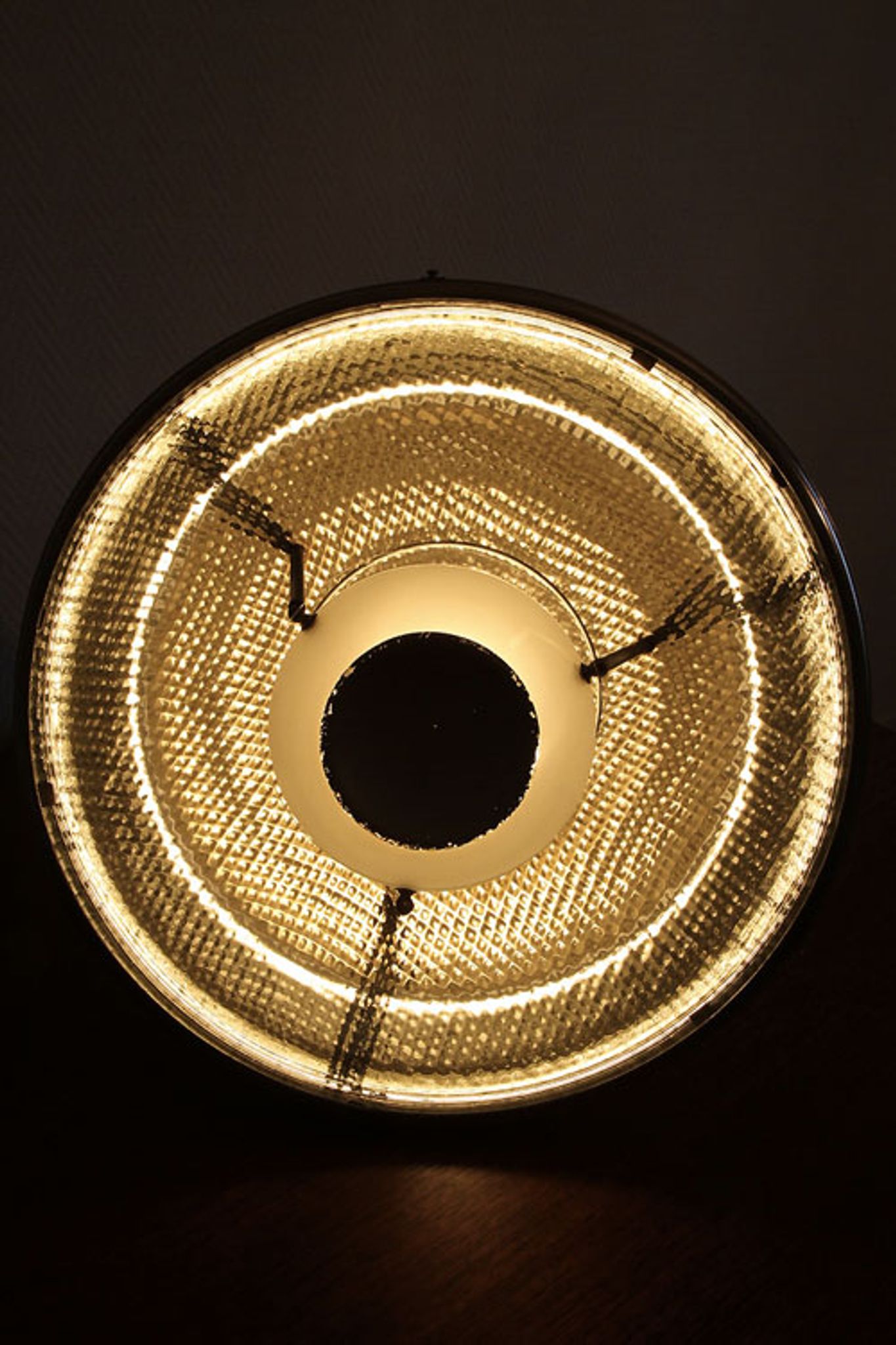 Old Bauhaus lamp in mercurized glass chrome industrial suspension.
