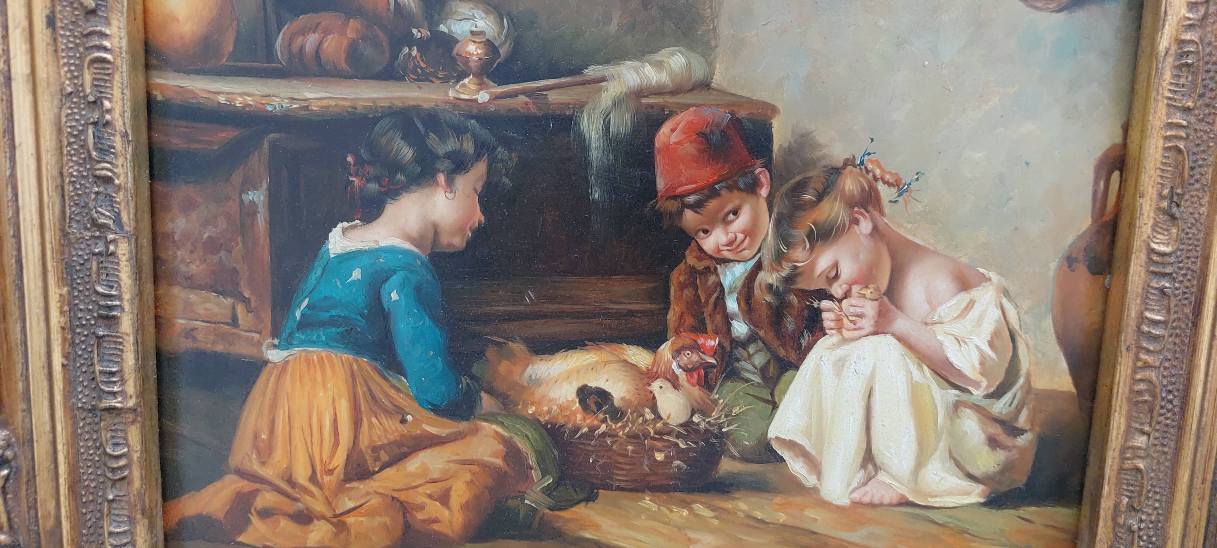 Old oil painting on panel