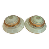 Set of 2 opaline lampshades water green and gold