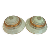 Set of 2 opaline lampshades water green and gold