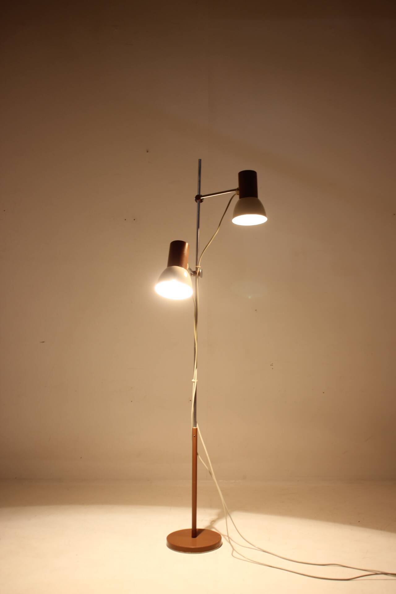 1970s chrome & metal adjustable floor lamp, czechoslovakia