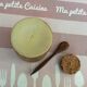 Sandstone mustard pot with cork and olive wood spoon - vintage
