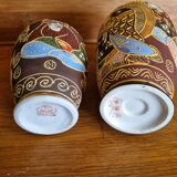Set of 2 Japanese Satsuma ceramic vases