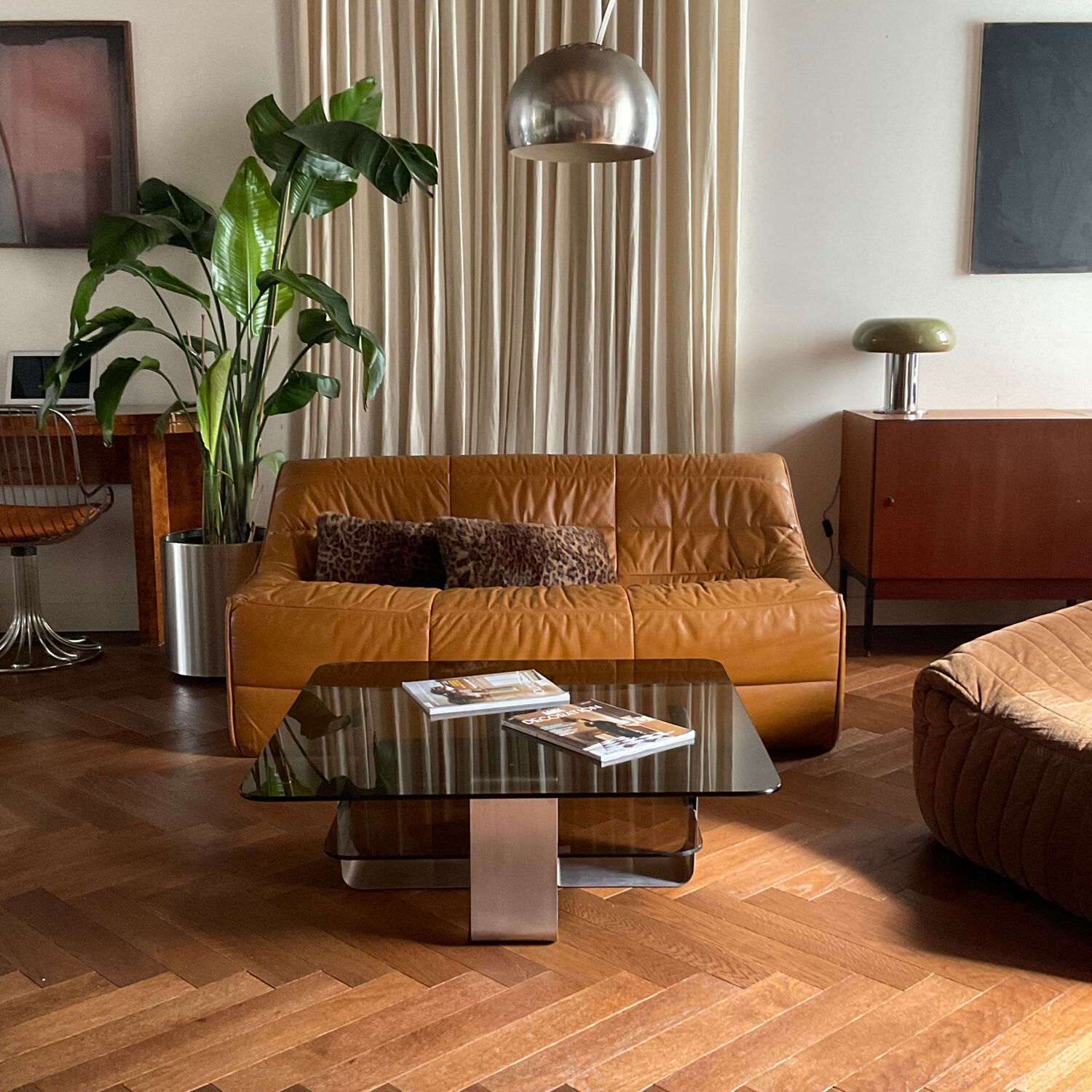 2-seater leather canapé by Ligne Roset, model Anais, vintage 1980s.