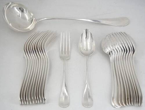 Christofle Baguette Fidélio antique 12 place settings + ladle, 25 pieces silver-plated metal