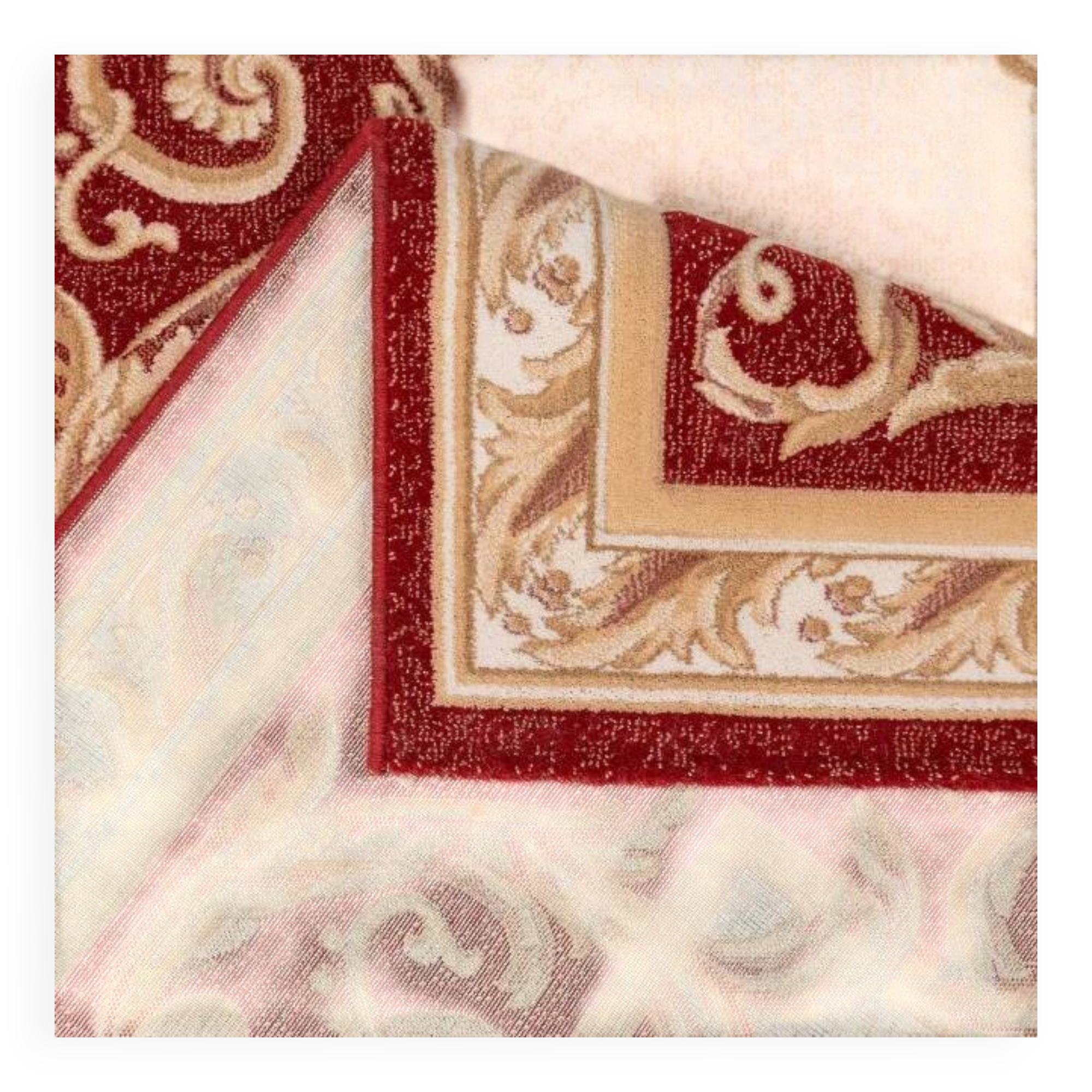 Red and beige oriental pattern rug aman