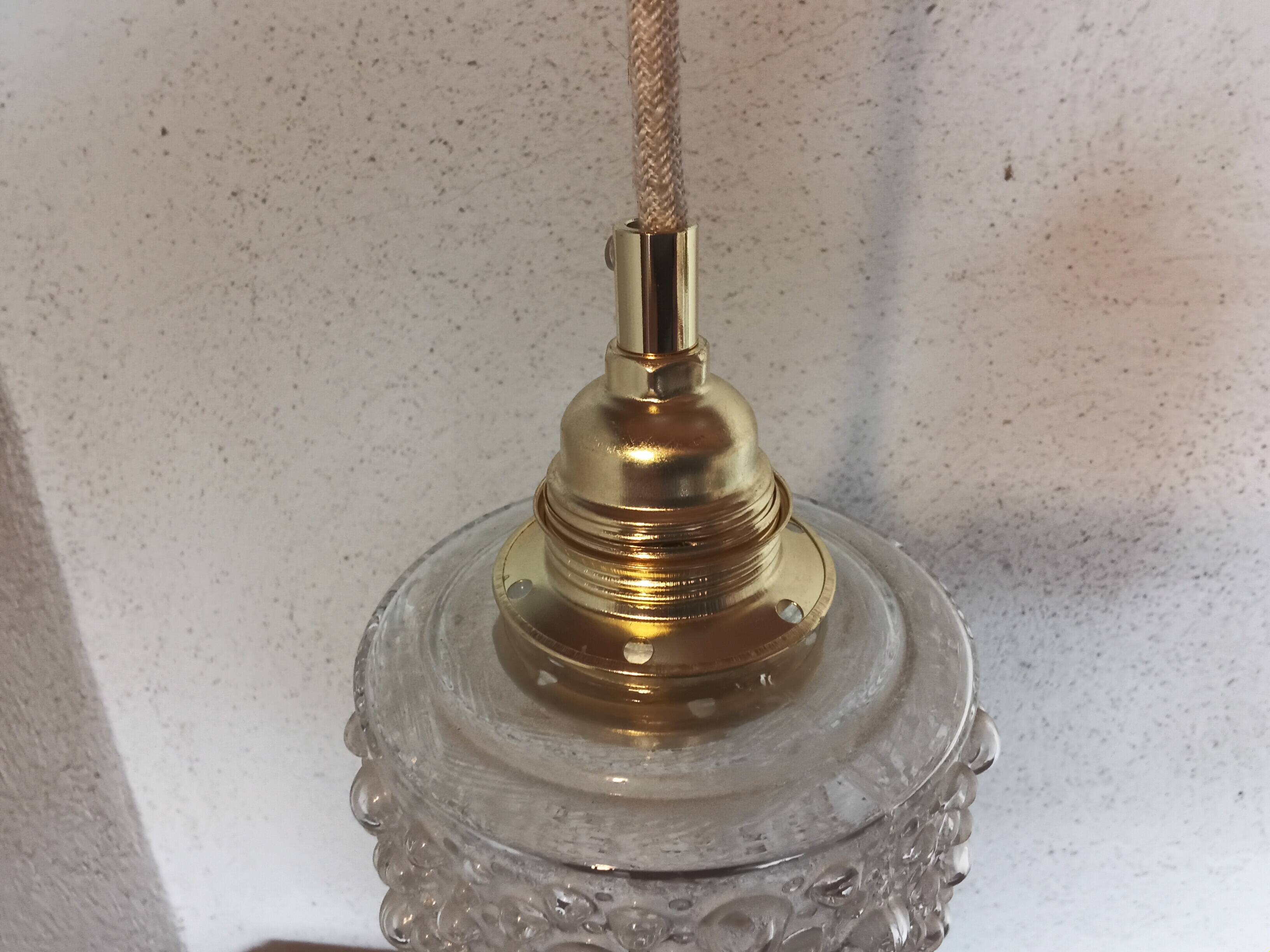 Set of two vintage bubble glass pendant lights