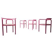 Set of 4 pink Locus Solus chairs by Gae Aulenti for Poltronova, 1960s.