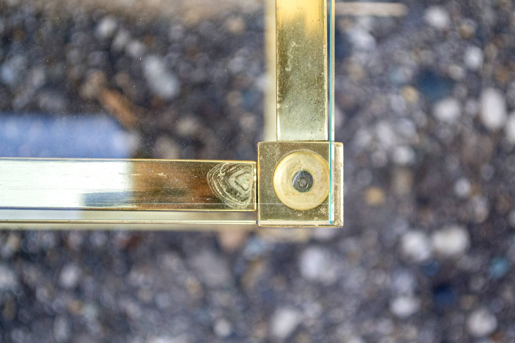 Tavolini da caffè ad incastro in ottone e vetro, Italia, anni '70