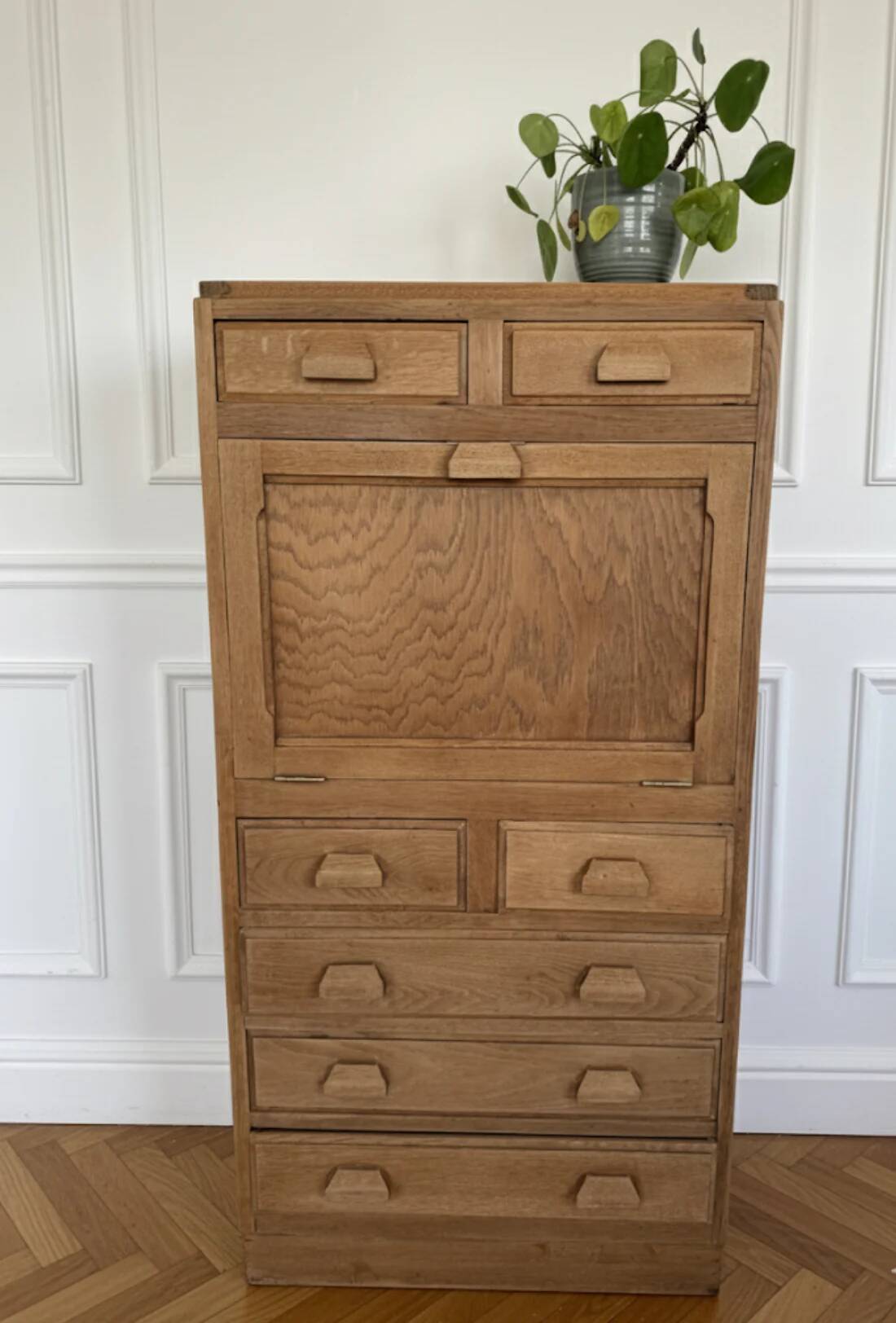 Vintage wooden secretary desk in the style of a professional piece of furniture