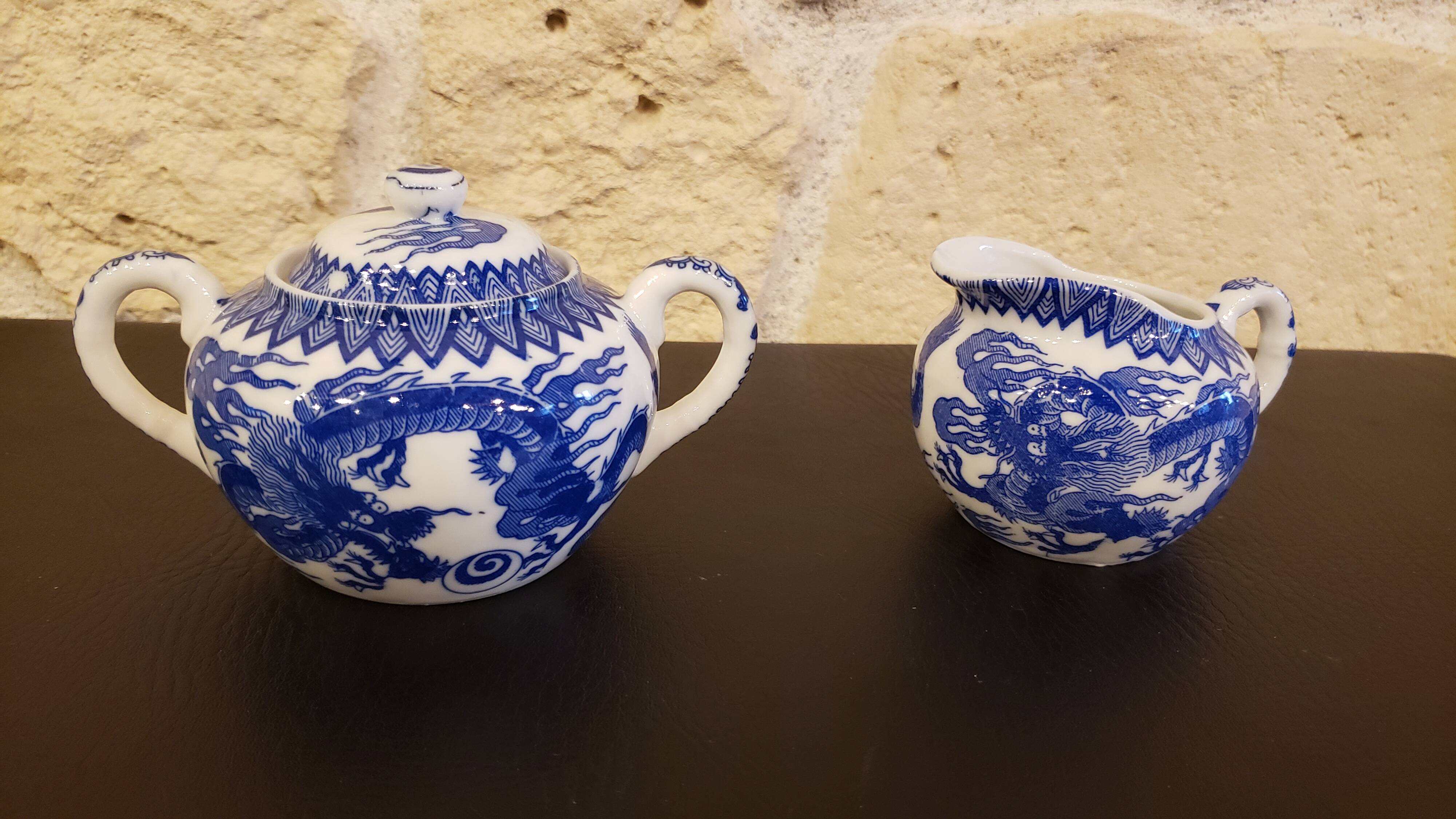 Japanese blue and white porcelain set