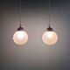 Art Deco trio of frosted glass pendants, 1920s-30s.