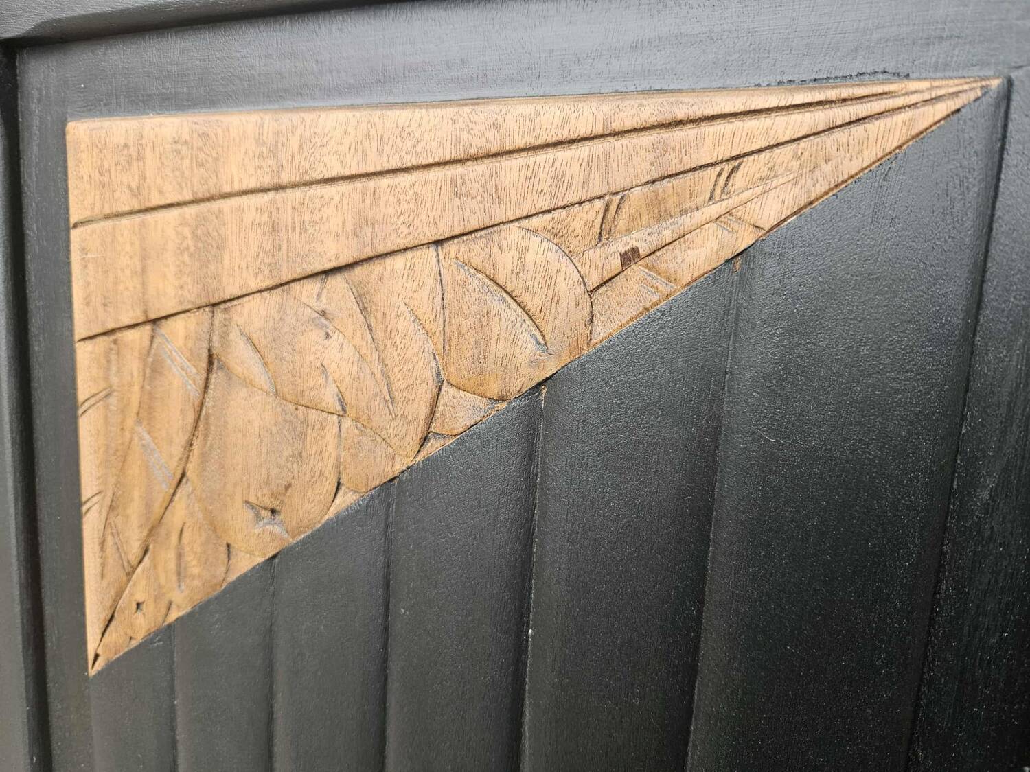 Black and wood art deco sideboard
