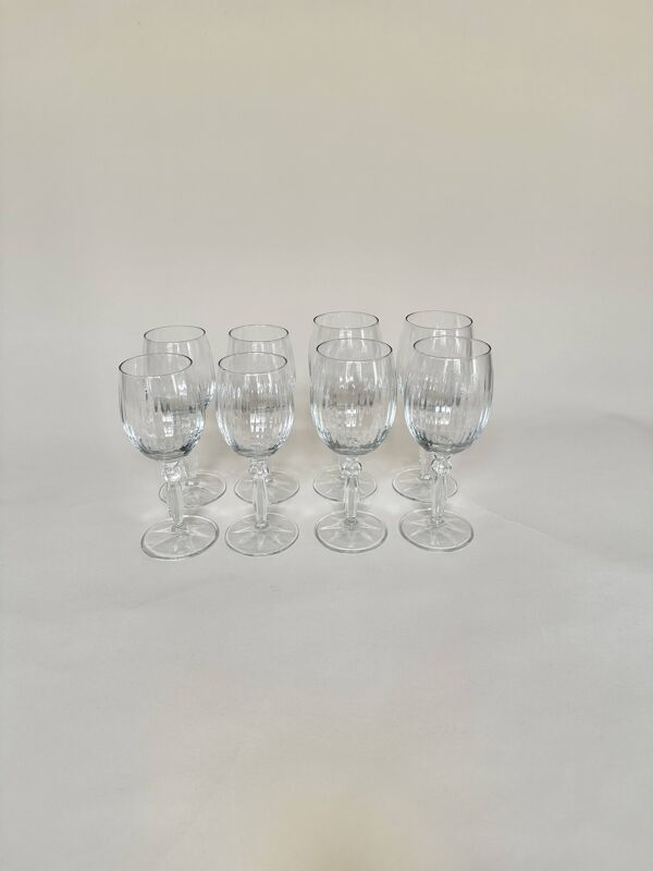Set de 4 verres à eau et 4 verres à vin, verre tourbillonnant