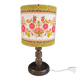 Bedside lamp with turned wooden base and floral shade - Ref 957