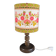 Bedside lamp with turned wooden base and floral shade - Ref 957