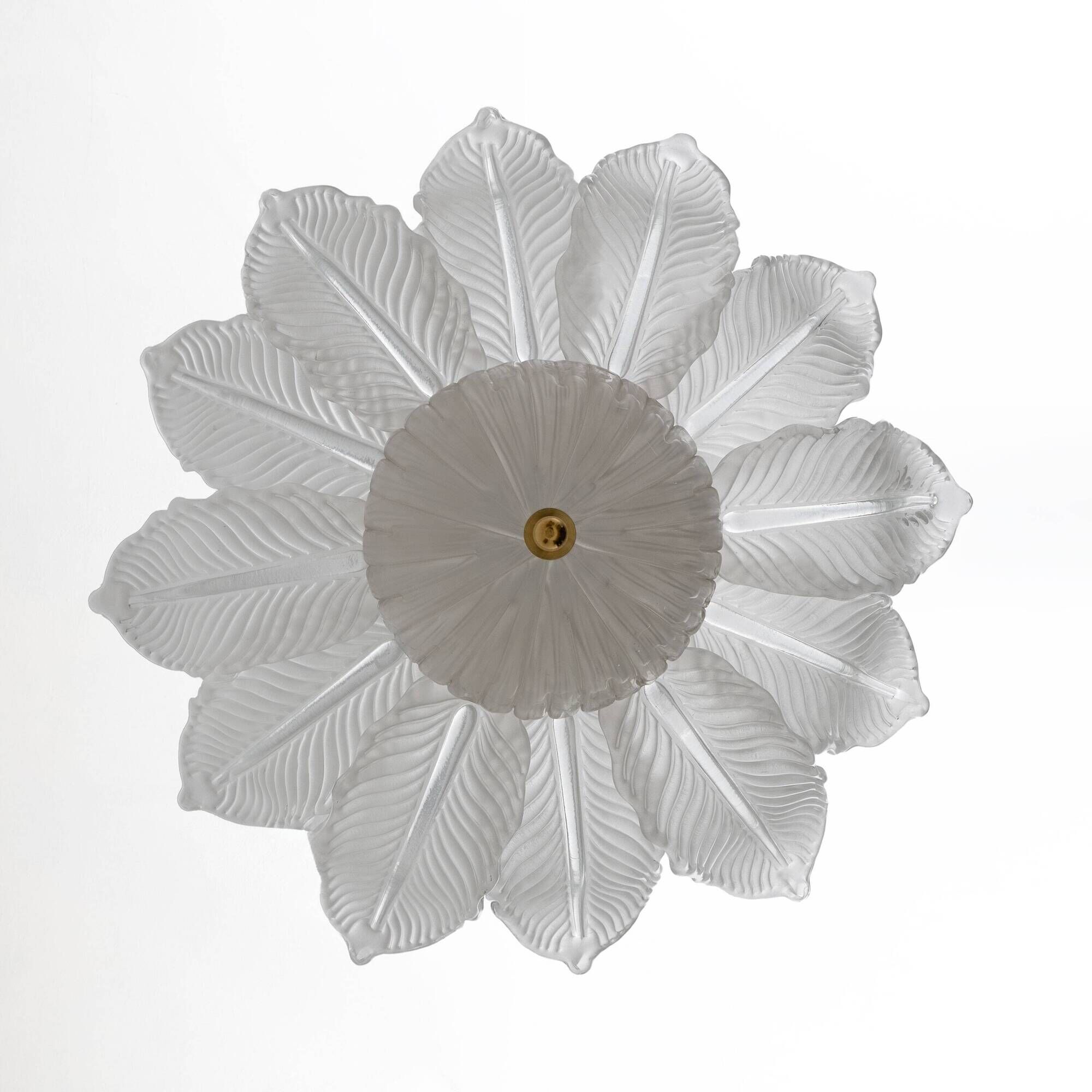 Murano Glass Ceiling Light with White Glass Flower-shaped Petals