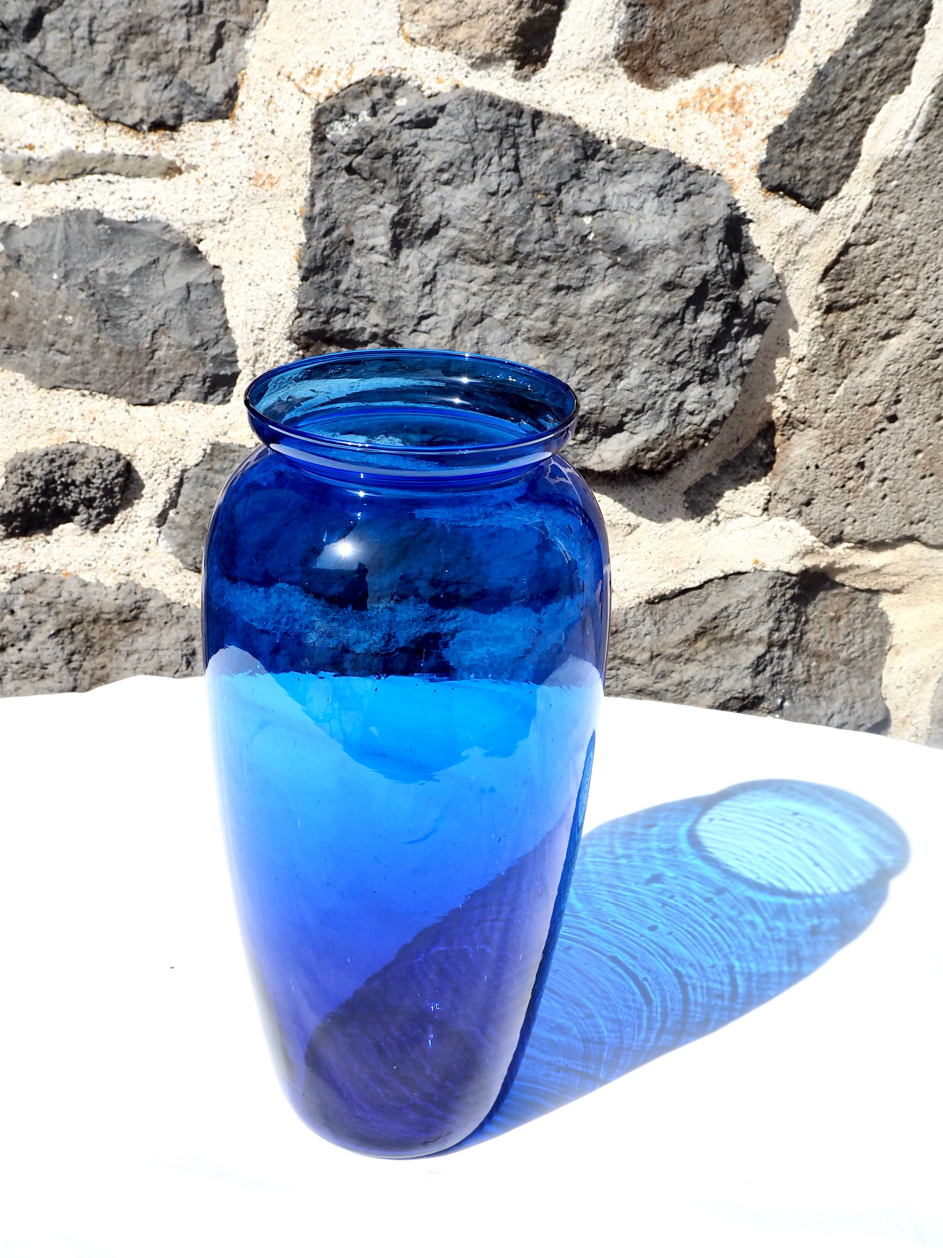 Blue glass vase