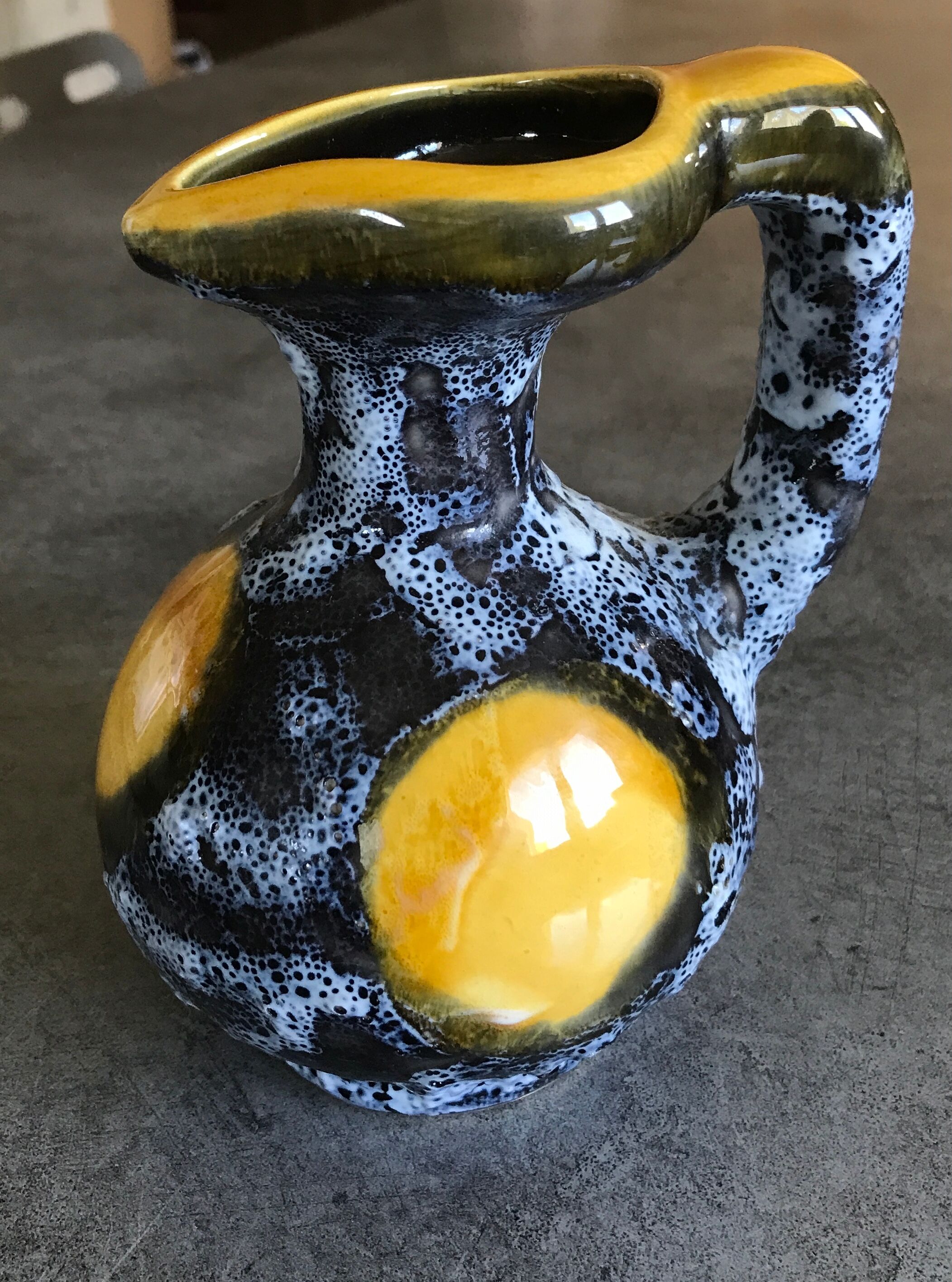 Ceramic pitcher fat lava from vallauris 14.5 cm