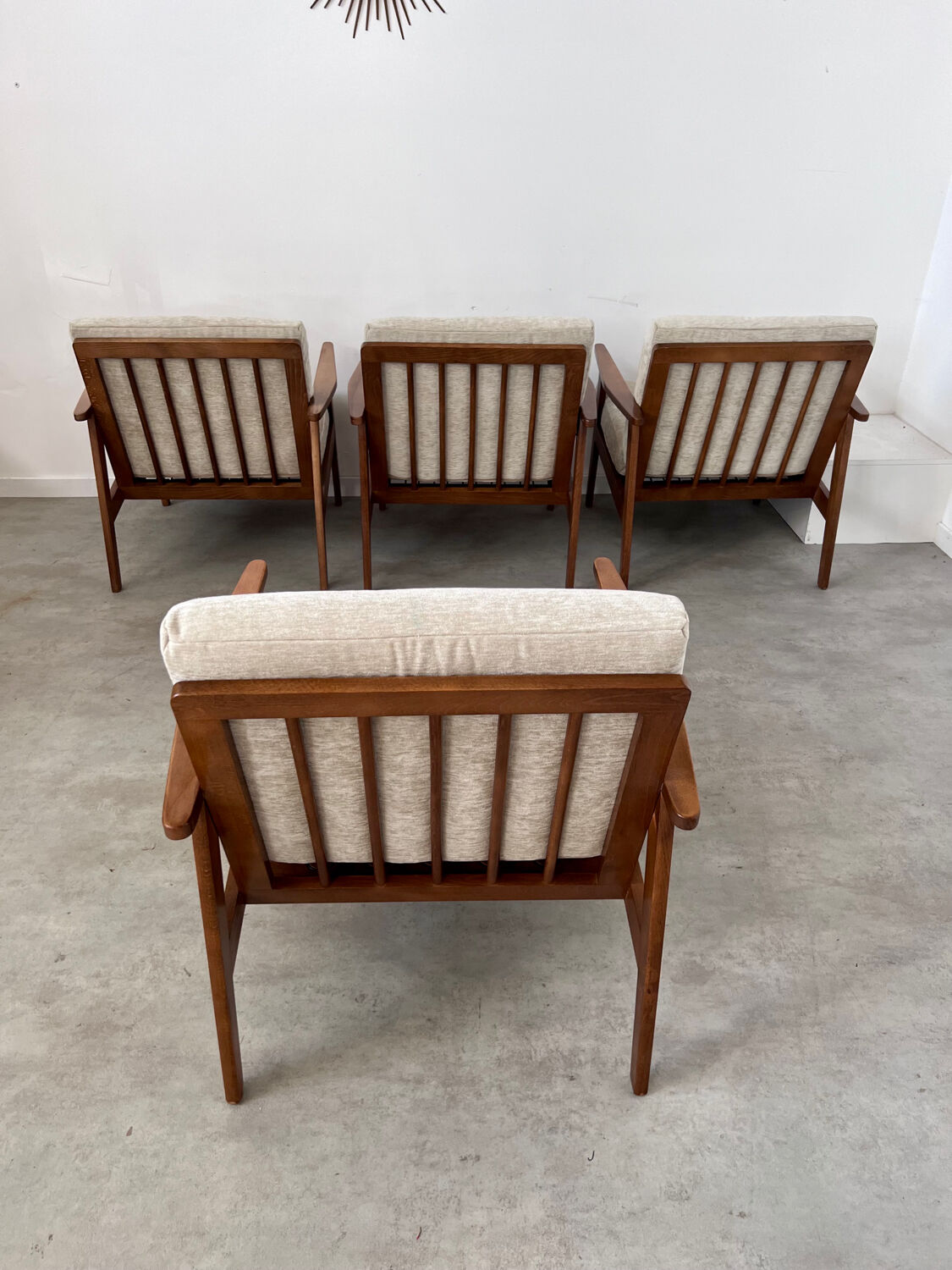 Set of 4 armchairs beech scandinavian