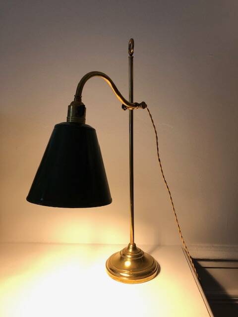 Old desk lamp, brass workshop