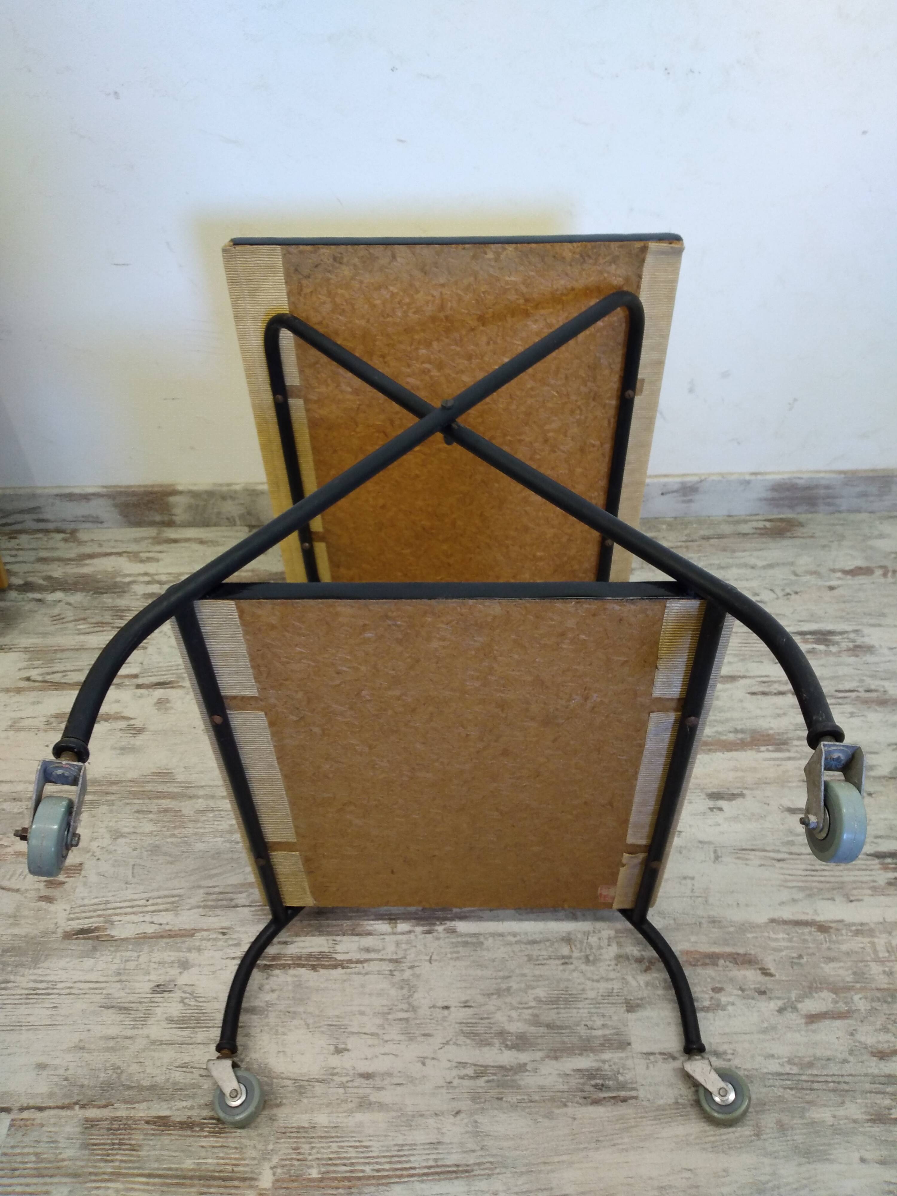 Vintage metal and straw/wicker serving trolley
