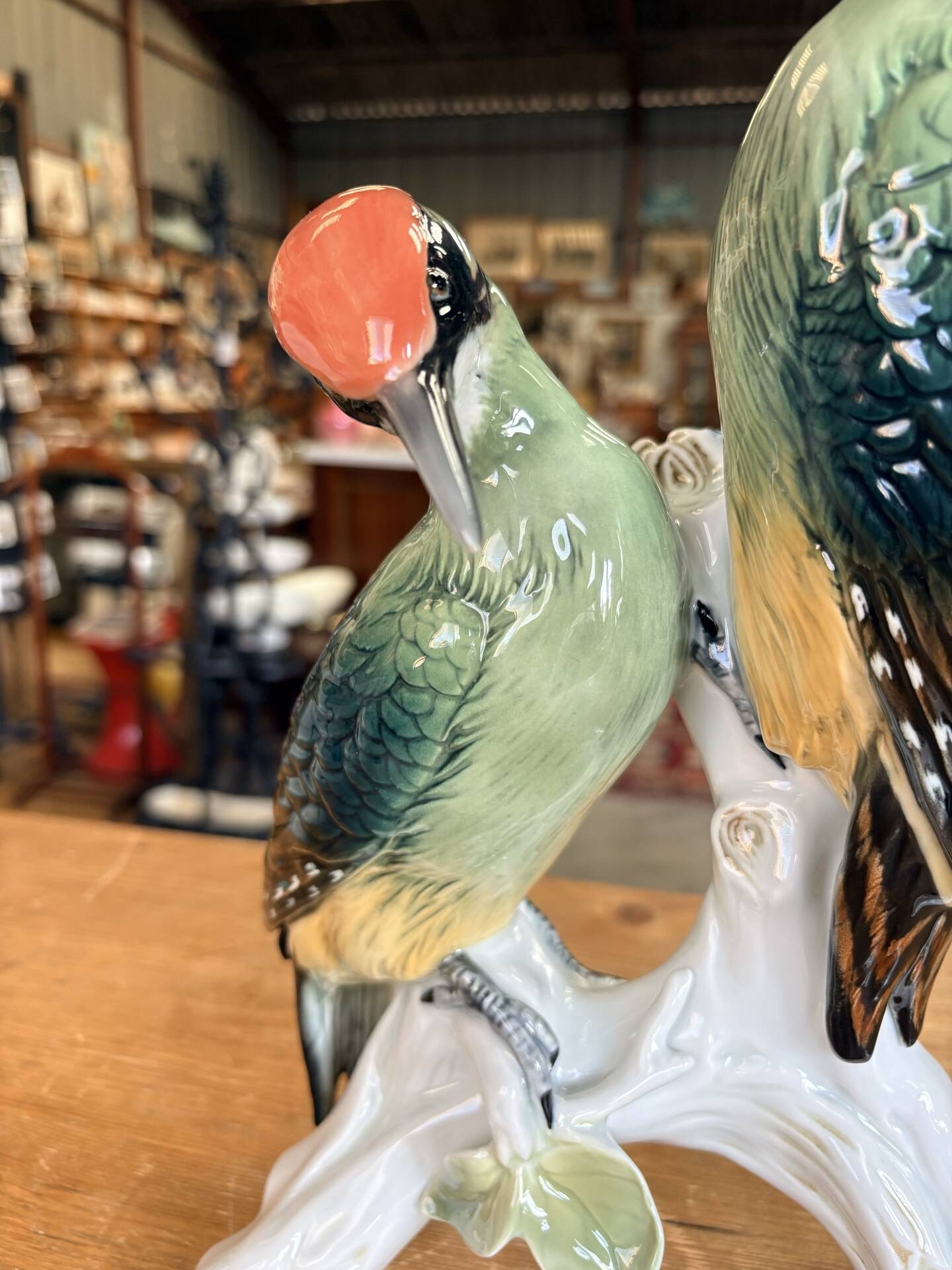 Pair of green porcelain birds by Karl Ens – Germany, 20th century