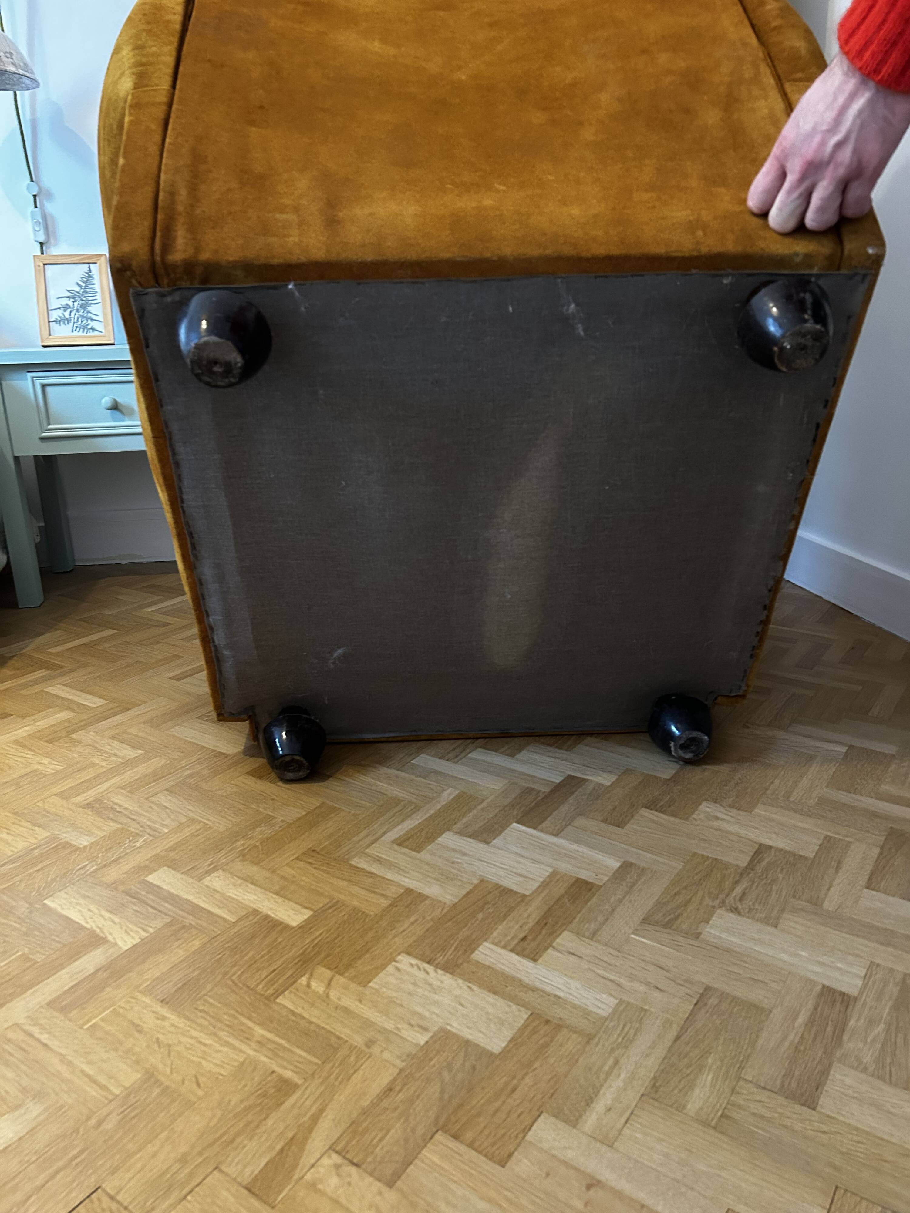 1970s yellow suede armchair