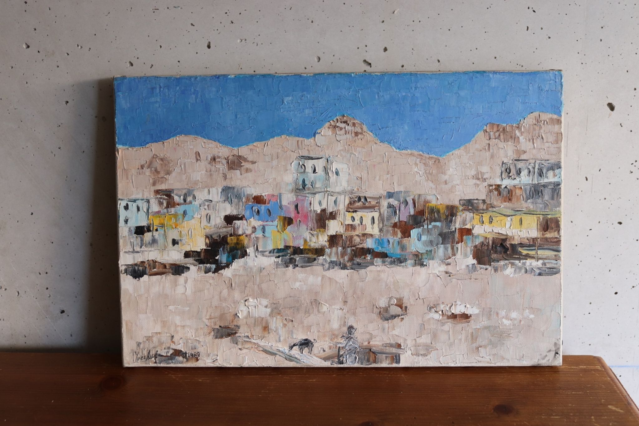 Huile sur toile village coloré
