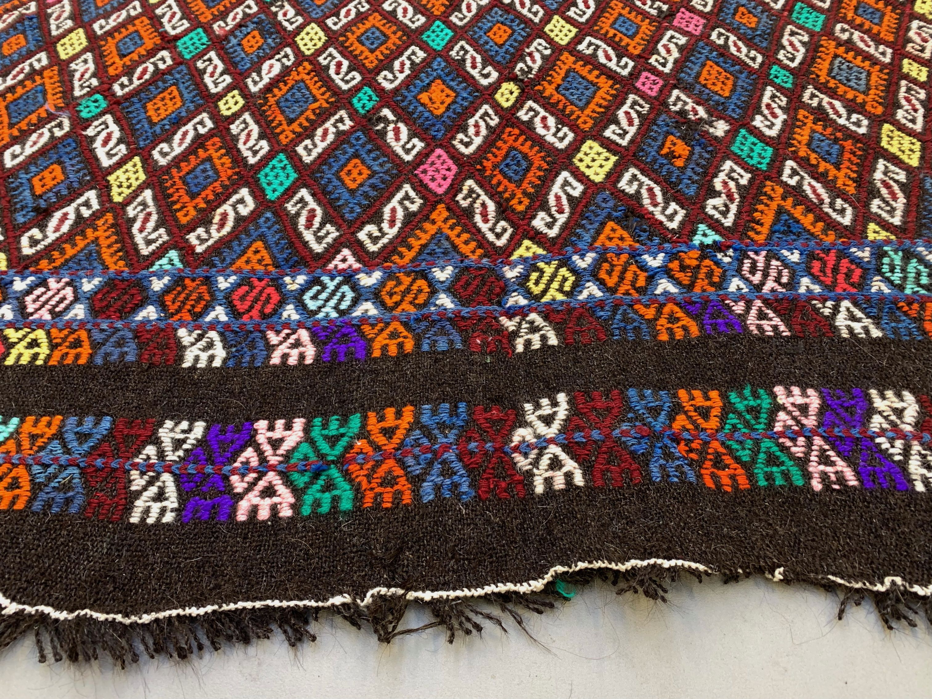 Large Vintage Turkish Kilim Rug 236x175 cm Wool Jajim Kelim