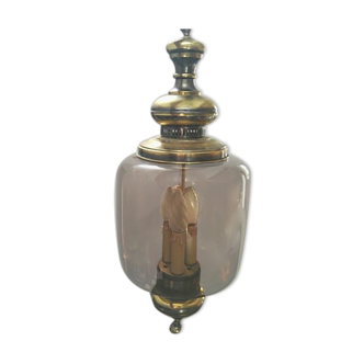 Ancien lustre/suspension verre fumé vintage 60/70'