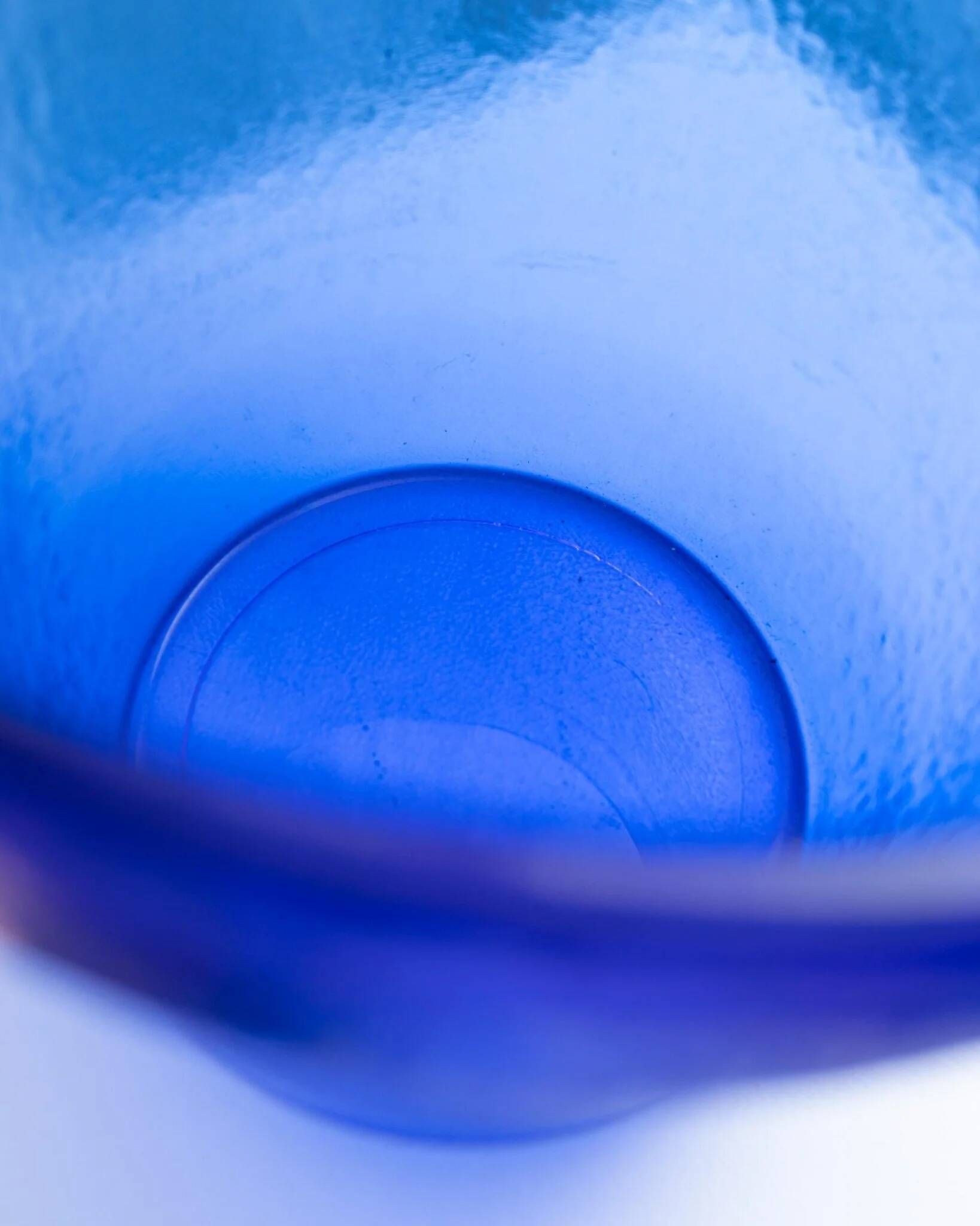 Large Vintage Deep Blue Glass Flower Pot with Textured Surface – Mid-Century Italian Glass, 1970s
