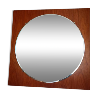 Miroir rond taillé 80 cm diamètre daté année 67