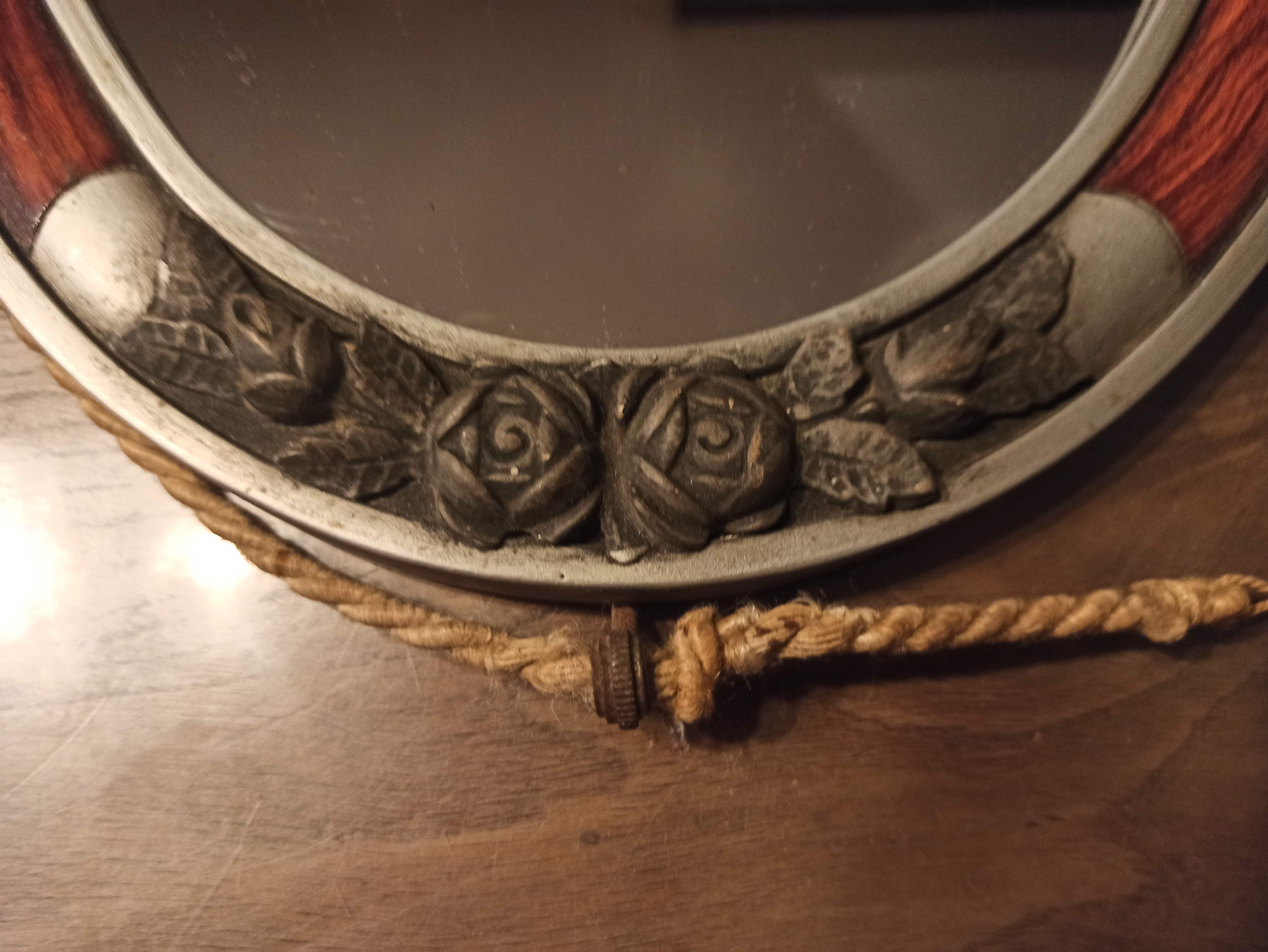 Miroir art déco argenté avec pompons 32x54cm