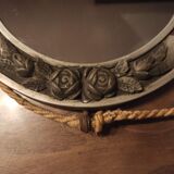 Silver Art Deco mirror with pompoms 32x54cm