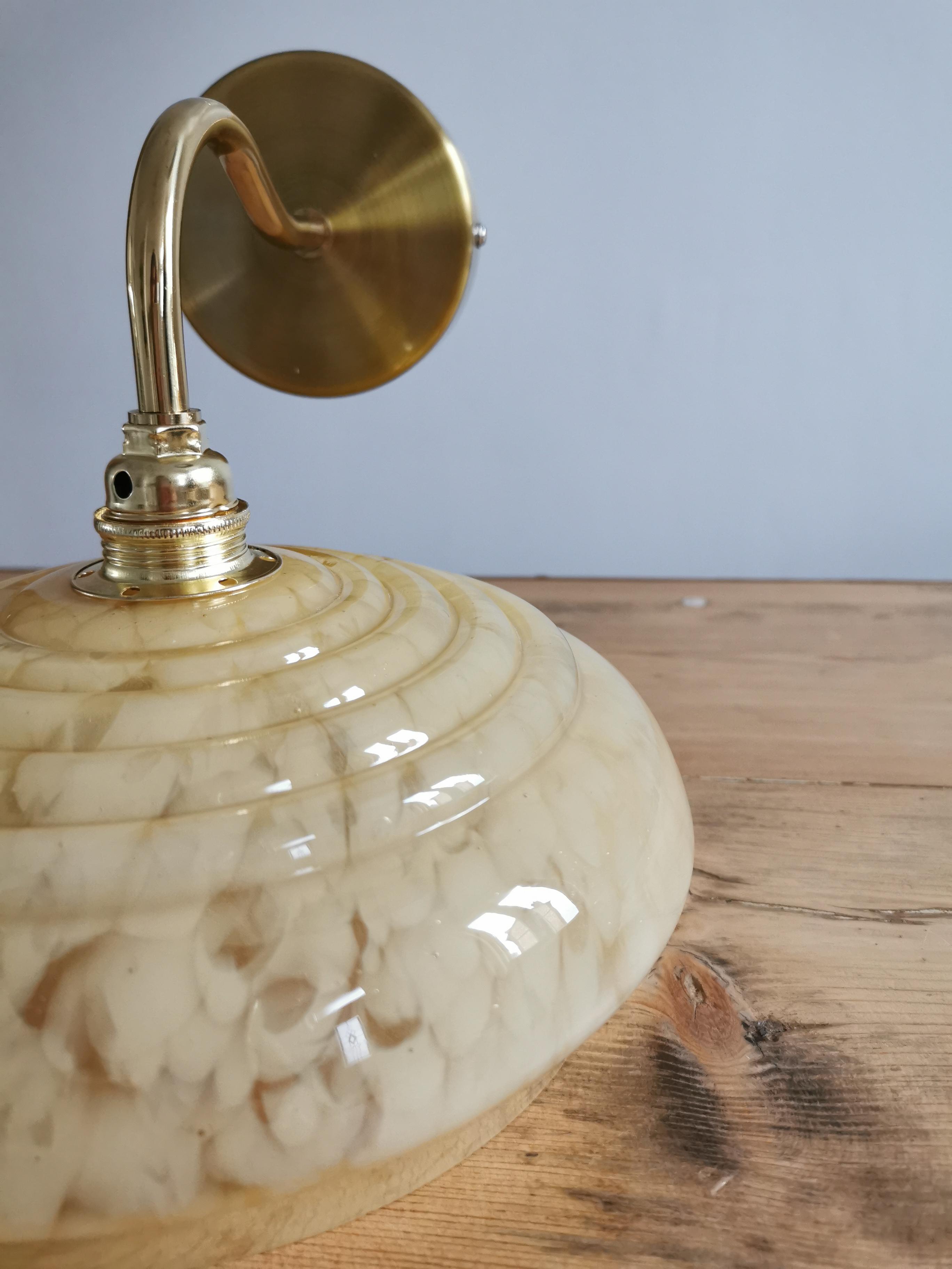 Vintage lampshade wall lamp in yellow Clichy glass