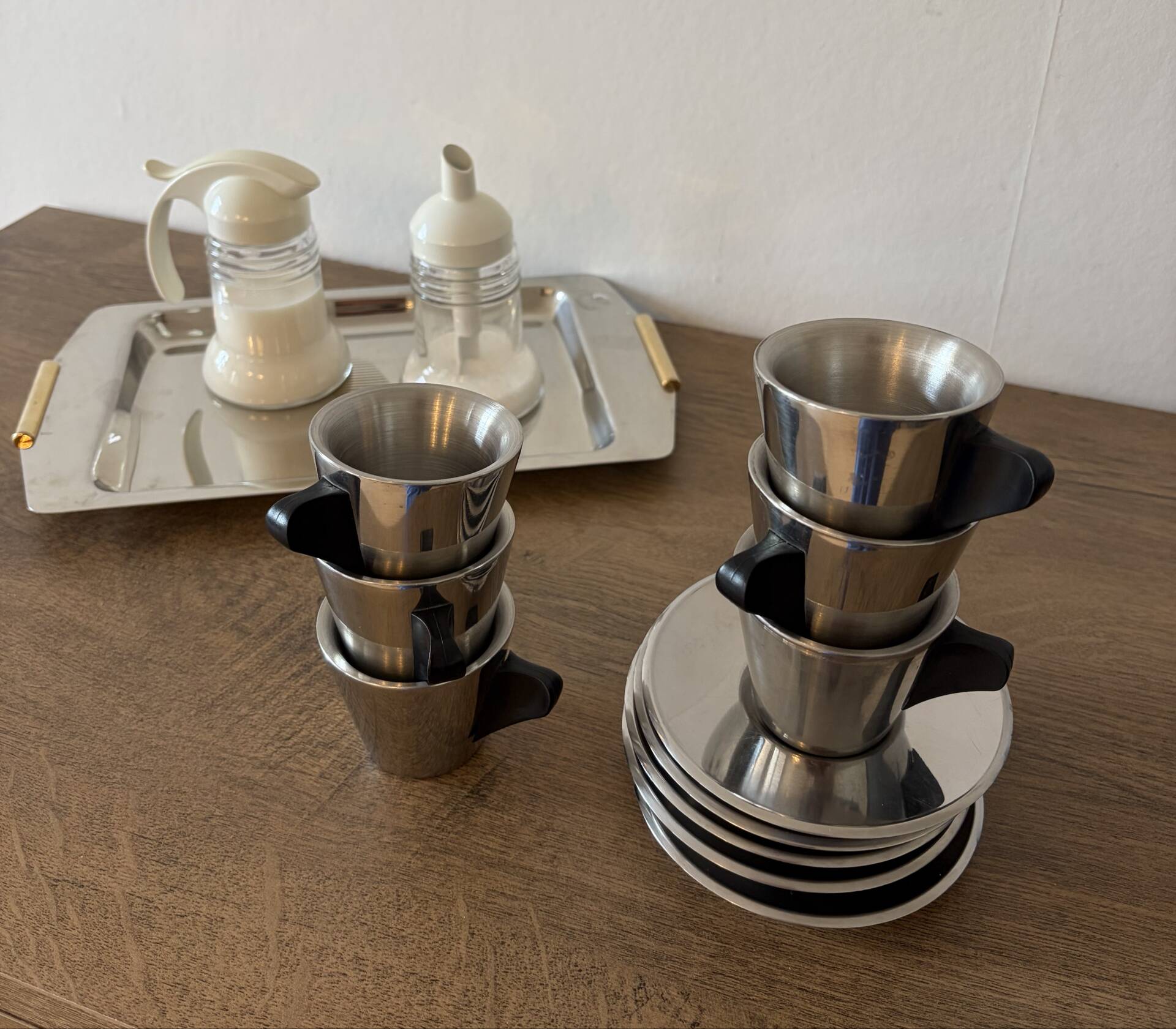 Ikea trivsel vintage 90s espresso coffee service – stainless steel – set of