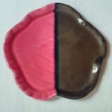 Vintage pink and gray empty pocket plate Vallauris