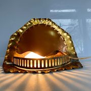 Unique mid century table lamp "fireplace" copper & brass, art deco, vintage light
