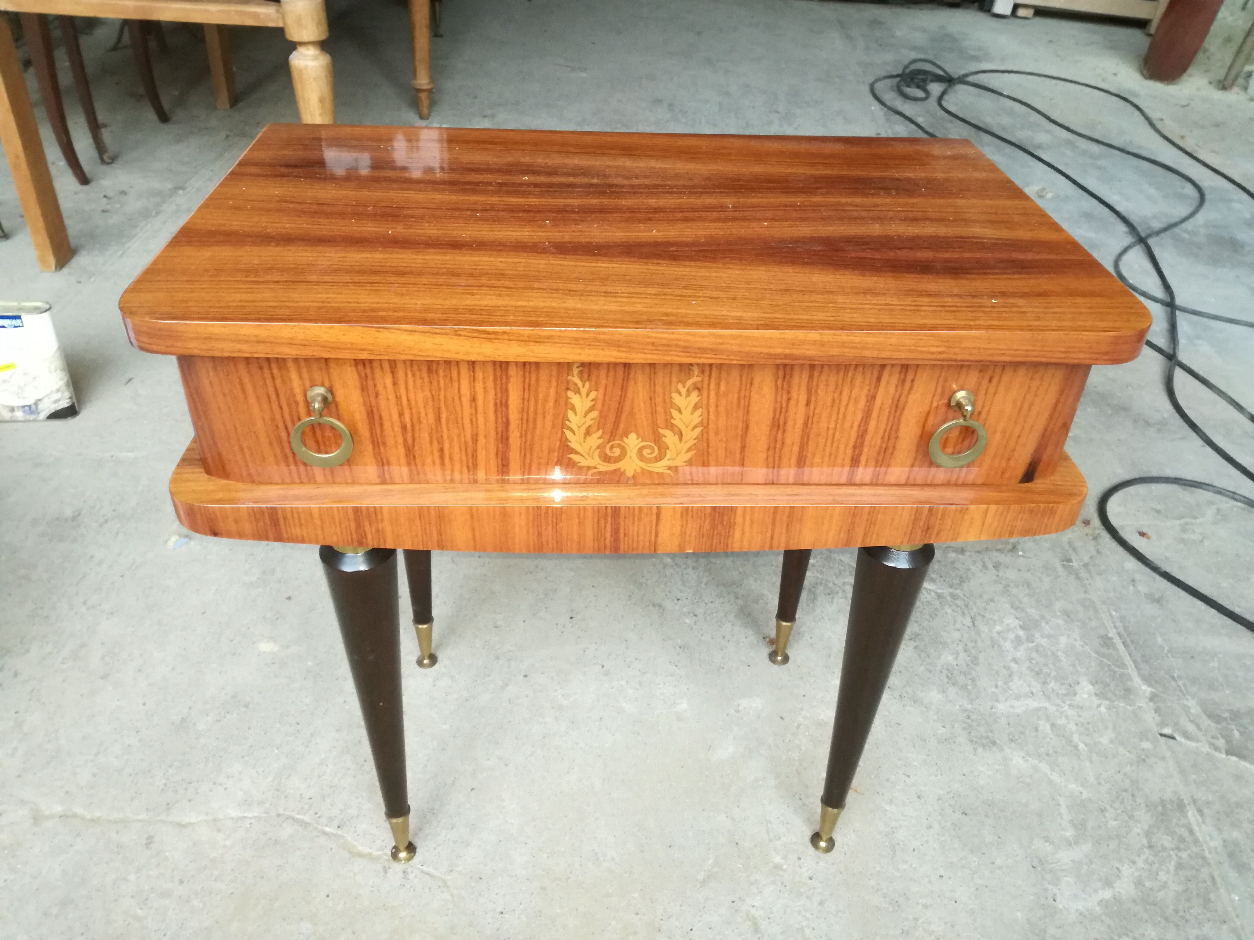 70s bedside in rosewood and sycamore