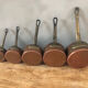 Mini battery of 5 pewter pans