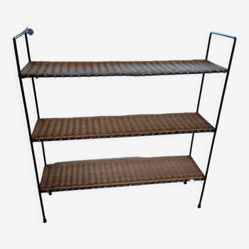 Rattan shelf and metal foot 50s