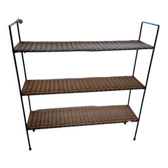 Rattan shelf and metal foot 50s