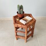 Vintage side table in bamboo and rattan 70s