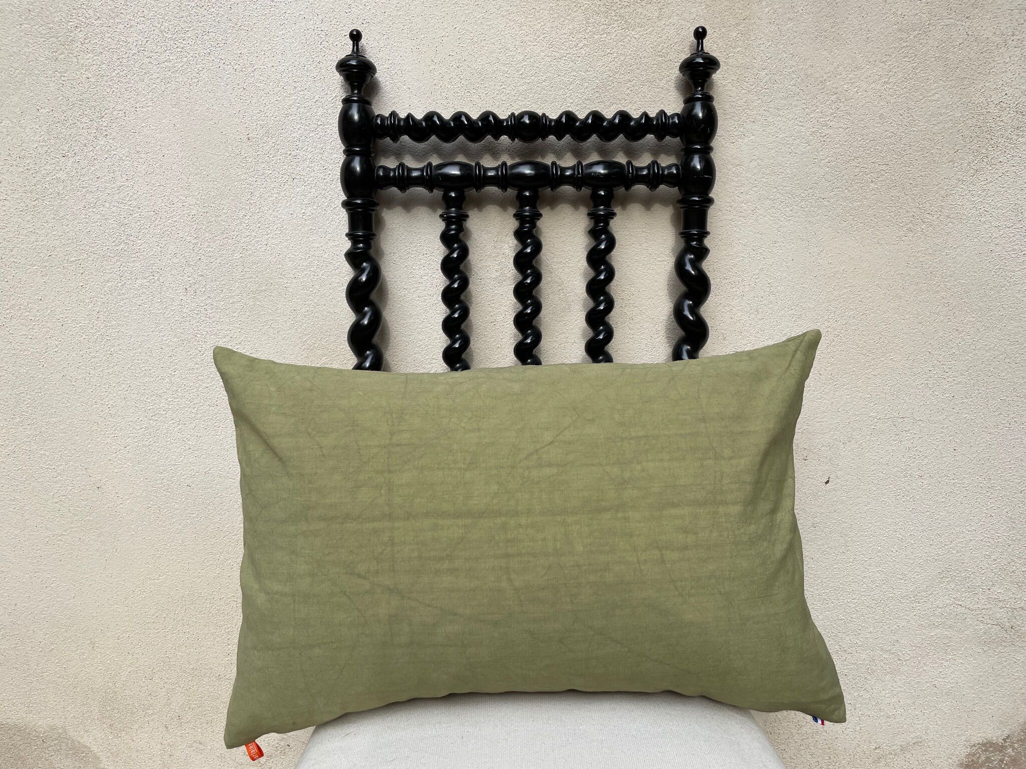 Upcycled cushion "les p'tits oiseaux" - 40x60 cm- linen & canvas