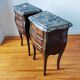 Paire de tables de chevet style Louis marbre noir