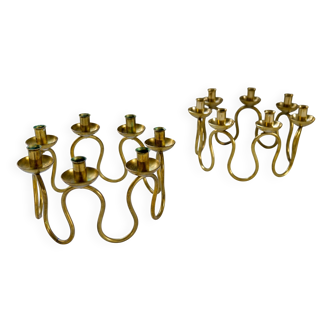 Art Deco brass chandeliers by Lars Holmström in Arvika, Sweden.