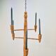 Brutalist Twisted Spool Candle Chandelier in Wood, 1960s