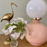 Vintage table lamp in pink ceramic and white opaline