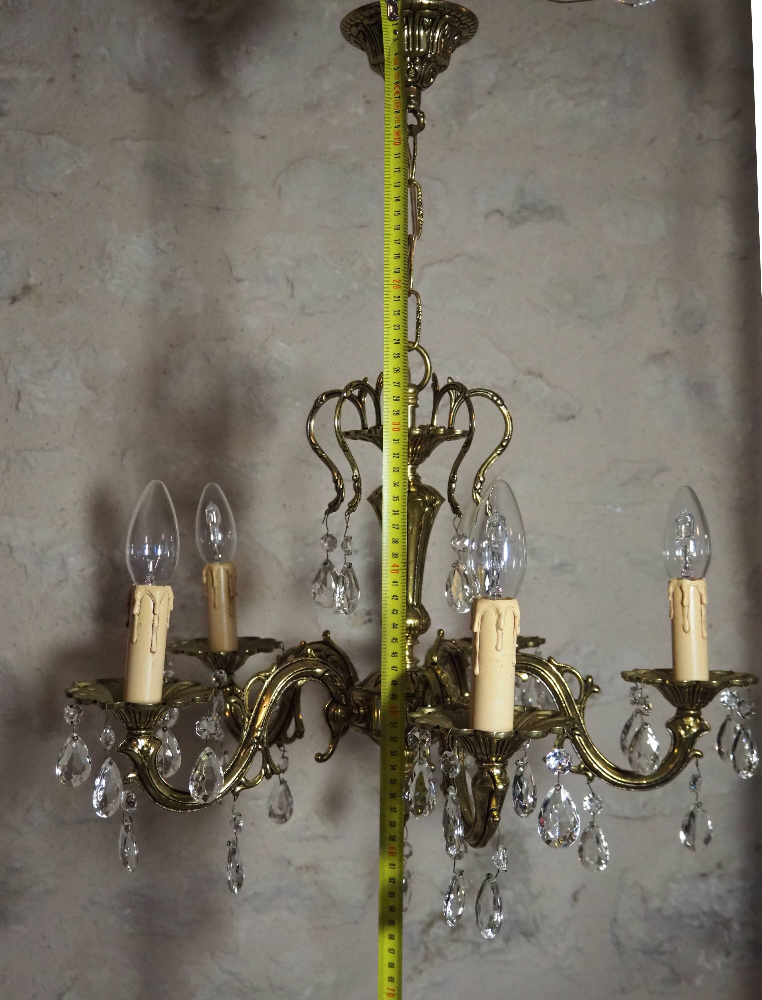 Bronze chandelier and faceted crystal stamps